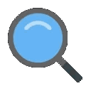 Four blue magnifying glasses aligned horizontally against a transparent background.