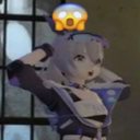 Anime girl with a shocked expression and a floating surprised emoji above her head.