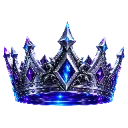 A metallic crown glowing with intense blue light and central blue gems.