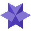 A purple star shape transitioning through stages of geometric fragmentation.