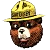 Bear wearing a tan ranger hat with a serious expression.