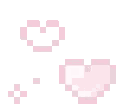 Pink pixel hearts accompanied by small sparkles in a retro digital art style.