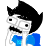 A cartoon character with large glasses and a wide-open mouth expressing extreme panic.