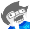A stylized pixel character with a wide-open mouth and panicked, wide eyes.