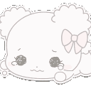 A cute character with a bow and large, watery eyes looking sad and about to cry.