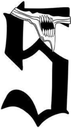 A black gothic number five with a snarling, toothy mouth emerging from the top.