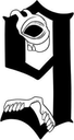 Number nine in a gothic font featuring a singular eye near the top curve.