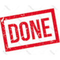 A red rectangular stamp with the word DONE printed in white inside it.