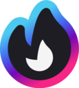 Flame icon with a dark center and a vibrant blue-to-pink gradient background.