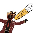 A character with a clock face for a head wearing a suit and holding a large yellow syringe.