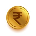A shiny gold coin with a currency symbol embossed on its face.