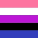 Flag with horizontal stripes of pink, white, purple, black, and blue.
