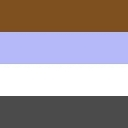 Flag with four horizontal stripes in brown, light blue, white, and dark gray.