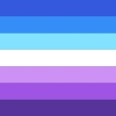 Pride flag with horizontal stripes transitioning from blue to white to purple.