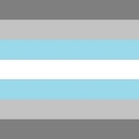 Flag with horizontal stripes of gray, light gray, light blue, white, light blue, light gray, and gray.