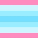 Flag with horizontal stripes in pink, light blue, and white.
