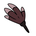 A brown cartoon claw with three toes and light-colored tips.