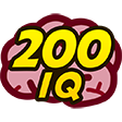 The text 200 IQ in bold yellow letters layered over a stylized pink brain icon.