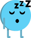 A light blue circle character with closed eyes and zzz symbols above its head, indicating it is sleeping.