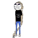 A cartoon character with an extremely long braid standing with a bored expression.