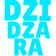 Text reading DZI DZA RA in glowing cyan letters stacked on a black background.