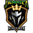 A metallic knight helmet wearing a gold crown centered on a black and gold shield emblem.