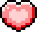 A pixelated red heart icon with a lighter pink center.