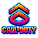 A stylized chevron rank emblem sitting above text with a vibrant neon gradient.