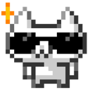 A pixelated white skull wearing large black sunglasses.