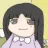 Anime girl with long black hair wearing a purple shirt, giving a smug, knowing smirk.