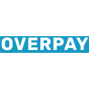The word OVERPAY written in white capital letters on a blue rectangular background.