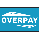 Text reading OVERPAY in white capital letters on a blue rectangular background.