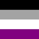 Asexual pride flag with horizontal black, gray, white, and purple stripes.