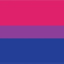 Flag with horizontal stripes of pink, purple, and blue.