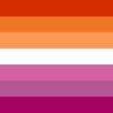 Flag with seven horizontal stripes in shades of orange, white, and pink.