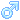 A glowing light blue pixel art male gender symbol on a white background.