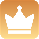 A white crown icon centered on a rounded square orange background.