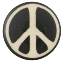 Peace sign symbol centered inside a circular border.