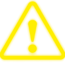 Warning sign with a black exclamation mark inside a yellow triangle.