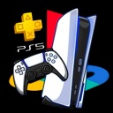 A modern white gaming console stands next to a matching white game controller with a gold button icon above them.