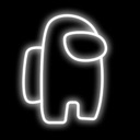 A glowing white neon outline of a space character against a black background.