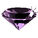 Purple diamond with a sparkling glint in pixel art style.