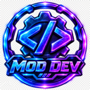 A metallic blue and purple gear emblem with coding brackets in the center and the text MOD DEV below.