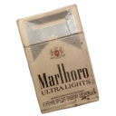 A pack of cigarettes standing upright.