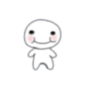 Stick figure with a wide grin and pink blushing cheeks.