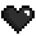 Heart symbol in a black pixel art style with a white highlight.