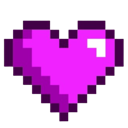 A purple pixelated heart with a small white highlight in the corner.
