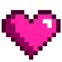 Heart shape rendered in a bright pink pixel art style.