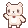 A small cream-colored pixel art bear shown from four different angles, including front, side, and back views.