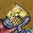 A golden knight's helmet resting on its side in a vintage, hand-drawn illustration style.